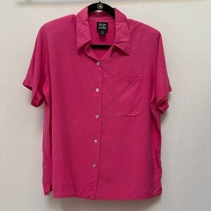 Women's Vibrant Pink Button-Up Blouse